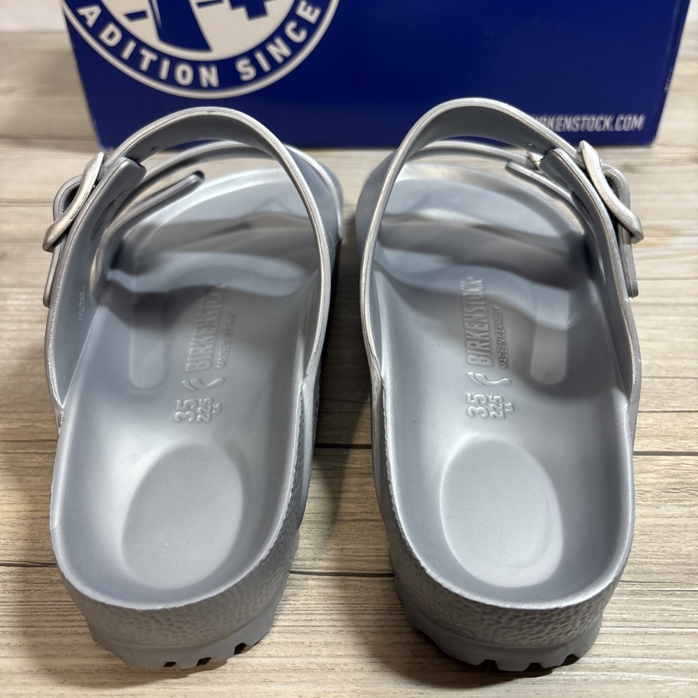 Birkenstock Silver Arizona EVA 35 Narrow Fit L4 M2‎  Youth 4? Missing 1 Buckle - Picture 4 of 8